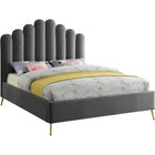 Meridian Furniture Lily Velvet King Bed - Grey - Bedroom Beds