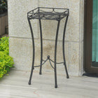 International Caravan Santa Fe Iron Nailhead Square Plant Stand - Antique Black - Outdoor Furniture