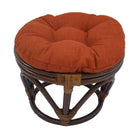 International Caravan Rattan Ottoman with Outdoor Fabric Cushion - Cinnamon - Ottomans