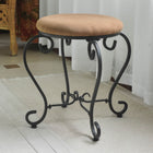 International Caravan Round Iron Vanity Stool with Cushion - Saddle Brown - Stools