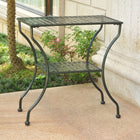 International Caravan Mandalay Iron Rectangular 2 Tier Table - Verdi Green - Outdoor Furniture