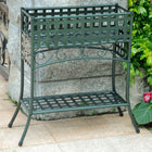 International Caravan Mandalay Iron Rectangular Plant Stand - Verdi Green - Outdoor Furniture
