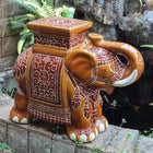 International Caravan Large Porcelain Elephant Stool - Falling Brown - Outdoor Furniture