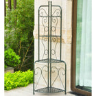 International Caravan Mandalay Iron Folding Corner Bakers Rack - Verdi Green - Shelves & Cases