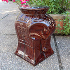 International Caravan Contemporary Elephant Ceramic Garden Stool - Brown Glaze - Outdoor Furniture