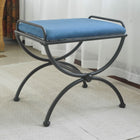 International Caravan Iron Upholstered Vanity Stool - Indigo - Stools