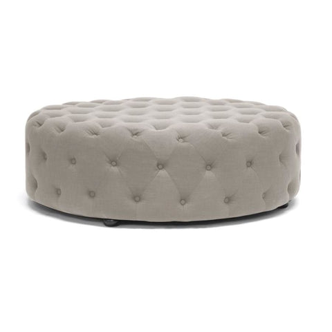 Baxton Studio Cardiff Beige Linen Modern Tufted Ottoman - Living Room Furniture