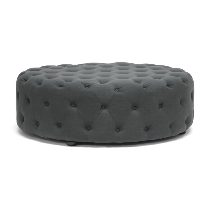 Baxton Studio Cardiff Dark Gray Linen Modern Tufted Ottoman - Living Room Furniture