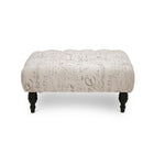 Baxton Studio Keswick Beige Script Print Modern Tufted Ottoman - Living Room Furniture