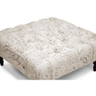 Baxton Studio Keswick Beige Script Print Modern Tufted Ottoman - Living Room Furniture