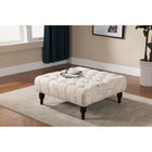 Baxton Studio Keswick Beige Script Print Modern Tufted Ottoman - Living Room Furniture