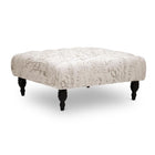 Baxton Studio Keswick Beige Script Print Modern Tufted Ottoman - Living Room Furniture