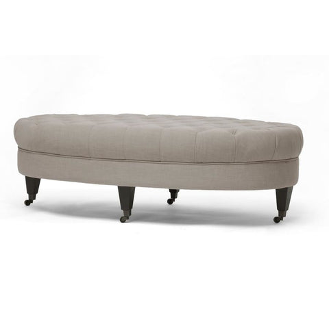 Baxton Studio Brighton Beige Linen Modern Tufted Ottoman - Living Room Furniture