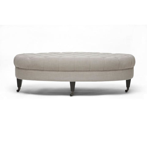 Baxton Studio Brighton Beige Linen Modern Tufted Ottoman - Living Room Furniture