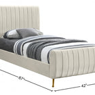 Meridian Furniture Zara Velvet Twin Bed - Bedroom Beds