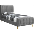 Meridian Furniture Zara Velvet Twin Bed - Grey - Bedroom Beds