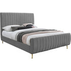 Meridian Furniture Zara Velvet Full Bed - Grey - Bedroom Beds