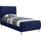 Meridian Furniture Zara Velvet Twin Bed - Navy - Bedroom Beds