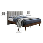 Meridian Furniture Vance Mid-Century Modern Polyester Linen Queen Bed - Bedroom Beds