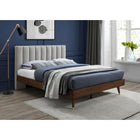 Meridian Furniture Vance Mid-Century Modern Polyester Linen Queen Bed - Bedroom Beds