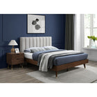 Meridian Furniture Vance Mid-Century Modern Polyester Linen Queen Bed - Bedroom Beds