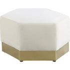 Meridian Furniture Marquis Velvet Ottoman - Cream - Ottomans