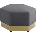 Meridian Furniture Marquis Velvet Ottoman - Grey - Ottomans