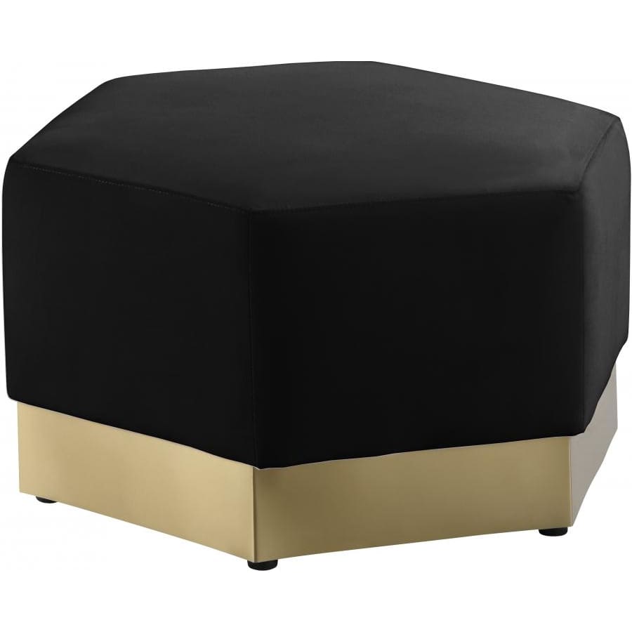 Meridian Furniture Marquis Velvet Ottoman - Black - Ottomans