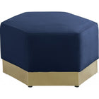 Meridian Furniture Marquis Velvet Ottoman - Navy - Ottomans