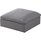 Meridian Furniture Serene Linen Deluxe Cloud Modular Down Filled Overstuffed Ottoman - Grey - Ottomans