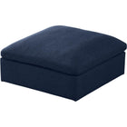 Meridian Furniture Serene Linen Deluxe Cloud Modular Down Filled Overstuffed Ottoman - Navy - Ottomans