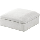 Meridian Furniture Serene Linen Deluxe Cloud Modular Down Filled Overstuffed Ottoman - Cream - Ottomans