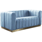 Meridian Furniture Marlon Velvet Loveseat - Sky Blue - Loveseats