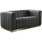 Meridian Furniture Marlon Velvet Loveseat - Grey - Loveseats