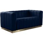 Meridian Furniture Marlon Velvet Loveseat - Navy - Loveseats