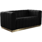 Meridian Furniture Marlon Velvet Loveseat - Black - Loveseats