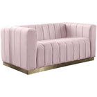 Meridian Furniture Marlon Velvet Loveseat - Pink - Loveseats