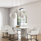 Manhattan Comfort Modern Serena 6 Piece Dining Set Upholstered in Leatherette with Steel Legs in Cream
