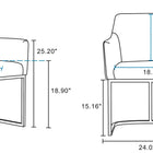 Manhattan Comfort Modern Serena 6 Piece Dining Set Upholstered in Leatherette with Steel Legs in Cream