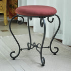 International Caravan Round Iron Vanity Stool with Cushion - Red Wine - Stools