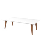 Manhattan Comfort Utopia 11.81 High Rectangle Coffee Table with Splayed Legs - White Gloss and Maple Cream - Coffee Tables