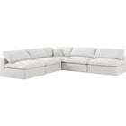Meridian Furniture Serene Linen Deluxe Cloud Modular Down Filled Overstuffed Sectional 5B - Cream - Living Room Furniture