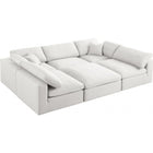 Meridian Furniture Serene Linen Deluxe Cloud Modular Down Filled Overstuffed Sectional 6C - Cream - Living Room Furniture