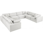 Meridian Furniture Serene Linen Deluxe Cloud Modular Down Filled Overstuffed Sectional 8A - Cream - Living Room Furniture