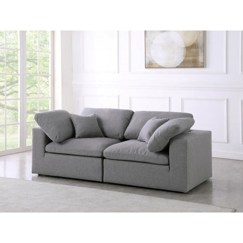 Meridian Furniture Serene Linen Deluxe Cloud Modular Down Filled Overstuffed 80 Sofa - Grey - Sofas