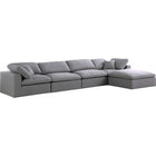 Meridian Furniture Serene Linen Deluxe Cloud Modular Down Filled Overstuffed Reversible Sectional 5A - Grey - Living Room Furniture
