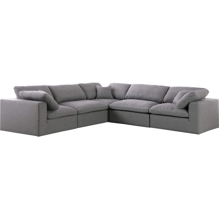 Meridian Furniture Serene Linen Deluxe Cloud Modular Down Filled Overstuffed Sectional 5C - Living Room Furniture
