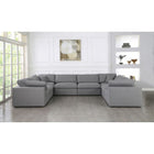Meridian Furniture Serene Linen Deluxe Cloud Modular Down Filled Overstuffed Sectional 8A - Living Room Furniture