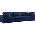 Meridian Furniture Serene Linen Deluxe Cloud Modular Down Filled Overstuffed 119 Sofa - Navy - Sofas