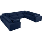 Meridian Furniture Serene Linen Deluxe Cloud Modular Down Filled Overstuffed Sectional 8A - Navy - Living Room Furniture